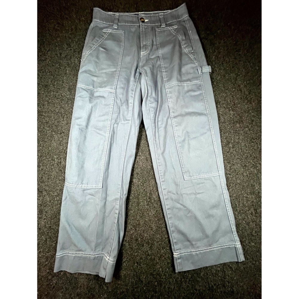 Old Navy Carpenter Pants Women's 6 Petite Blue Gray High Rise Straight Workwear